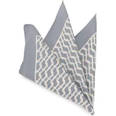 シルクポケットチーフ/グレー×ホワイトウエーブ