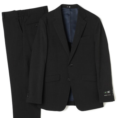【SLIM TAPERED_2】【春夏】2釦シングルスーツ 0タック/ブラック/ウエストシャーリング/4S SUSTAINABILITY&ECOLOGY FABRIC/※パンツ裾上げ済仕様