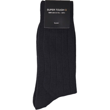 【WEB限定/OUTLET】【発送在庫あり】ソックス/ネイビー×ワイドリブ/抗菌防臭/つま先シームレス仕上げ/SUPER TOUGH G