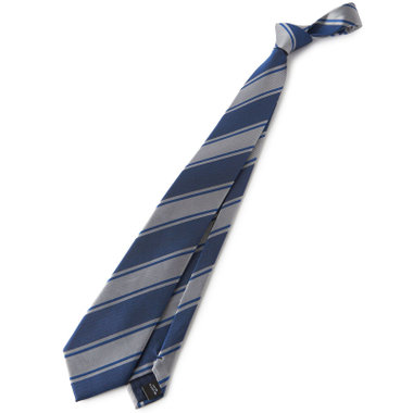 【BLACK LINE】シルクブレンドストライプネクタイ 7.5cm幅/ライトネイビー×グレー