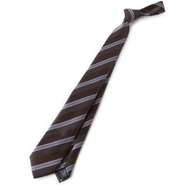  【BLACK LINE】ポリエステルストライプネクタイ 7.5cm幅/ブラウン/ウォッシャブル