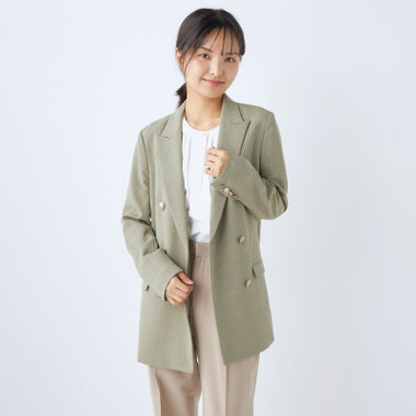 【SL】【春夏】6釦2掛けダブルジャケット/グリーン/ウォッシャブル/Naturemier