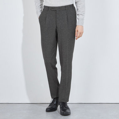 【CLASSICO TAPERED】【秋冬】1タックテーパードパンツ/グレー/ウエストシャーリング/4S SUSTAINABILITY&ECOLOGY FABRIC/※裾上げ必要
