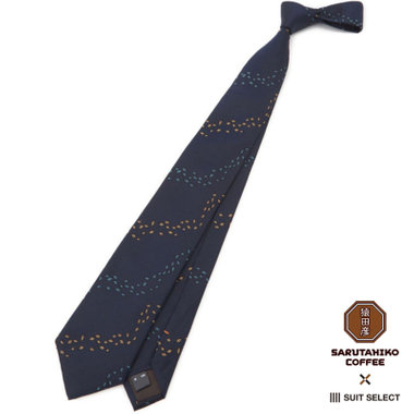 【SILVER LINE】シルク小紋ネクタイ 8.5cm幅/ネイビー/SARUTAHIKO COFFEE