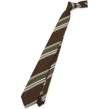 【BLACK LINE】シルクストライプネクタイ 7.5cm幅/ブラウン×グリーン×ホワイト