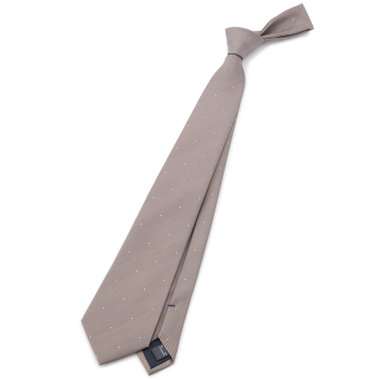 【BLACK LINE】シルクブレンドドットネクタイ 7.5cm幅/サンドブラウン