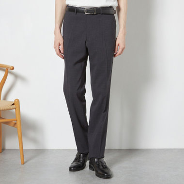 【SLIM TAPERED】【春夏】0タックテーパードパンツ/グレー×スラブ/ウエストムーブ/4S SUSTAINABILITY&ECOLOGY FABRIC「ウォッシャブル」「ストレッチ」/※裾直し必要