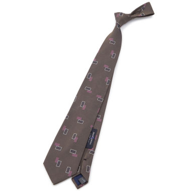 【SILVER LINE】シルク小紋柄ネクタイ 8.5cm幅/ブラウン/Finest fabrics by COMO ITALY