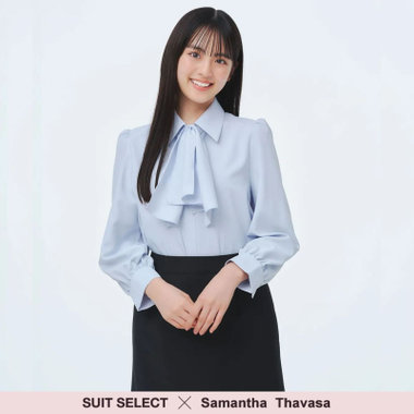 【SUIT SELECT×Samantha Thavasa】【長袖】2WAYボウタイブラウス/ブルー