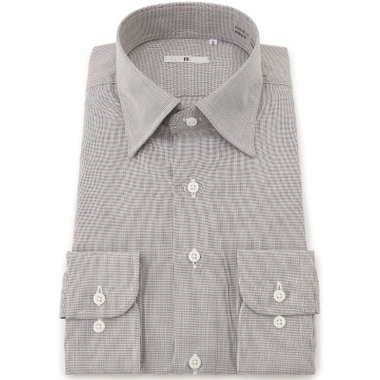  【SILVER LINE】【形態安定】ワイドドレスワイシャツ/ブラウン×ドビー