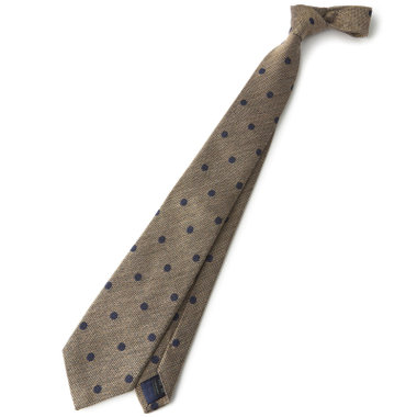 【発送在庫あり】【SILVER LINE】コットンウールシルクドットネクタイ 8.5cm幅/ベージュ/ITALIAN FABRICS