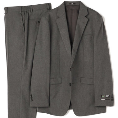 【SLIM TAPERED_2】【年間】2釦シングルスリーピーススーツ 0タック/グレー/ウエストシャーリング/4S SUSTAINABILITY&ECOLOGY FABRIC/※パンツ裾上げ済仕様