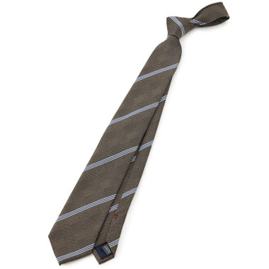 【BLACK LINE】シルクブレンドストライプネクタイ 7.5cm幅/ブラウン