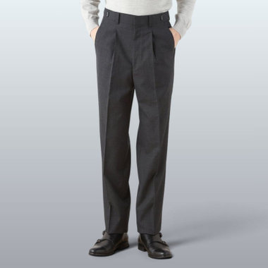 【発送在庫あり】【WIDE PANTS SUIT】【秋冬】1タックワイドシルエットパンツ/ダークグレー×グレンチェック/NEW ZEALAND WOOL MIX/※裾上げ必要