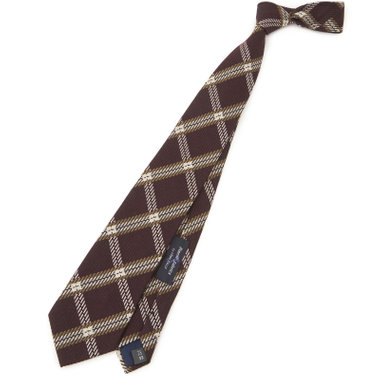 【SILVER LINE】シルクウールチェックネクタイ 8.5cm幅/ワイン/Finest fabrics by COMO ITALY