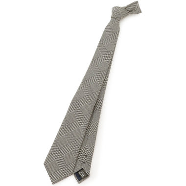 【BLACK LINE】ポリエステルチェックネクタイ 7.5cm幅/ホワイト×ブラック/ウォッシャブル