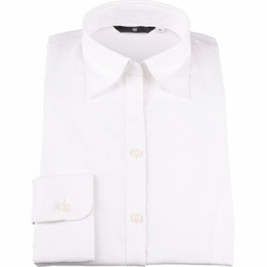 【WEB限定/OUTLET/汚れ・キズ等有】【BL/長袖】スキッパーブラウス/ホワイト×ドビーヘリンボーンストライプ/NON IRON-HYBRID