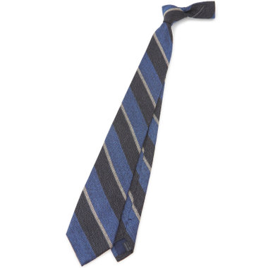 【SILVER LINE】コットンウールシルクストライプネクタイ 8.5cm幅/ネイビー×グレー/ITALIAN FABRICS