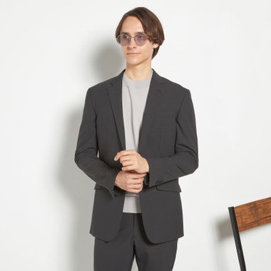 【SLIM TAPERED_2】【春夏】2釦シングルスーツ 0タック/ブラック×マイクロチェック/ウエストシャーリング/4S SUSTAINABILITY&ECOLOGY FABRIC/ウォッシャブル/※パンツ裾上げ済仕様