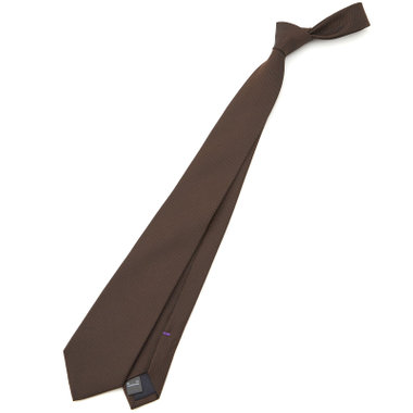【BLACK LINE】シルクブレンドソリッドネクタイ 7.5cm幅/ブラウン