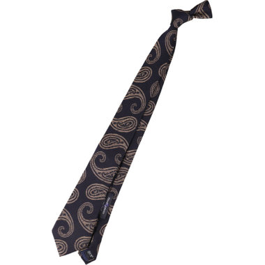 BL】ウールシルクペイズリーネクタイ 7.5cm幅/ネイビー×ゴールド