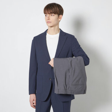 【RBC】【春夏】コーディネートパンツ付き/2釦シングルスーツ 1タック/ネイビー+グレーソリッドパンツ/パッチポケット/ウエストムーブ/4S AIR SUSTAINABILITY&ECOLOGY FABRIC/※パンツ裾上げ済仕様