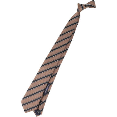 【発送在庫あり】【BL】ウールシルクストライプネクタイ 7.5cm幅/ブラウン×ブラック/Finest fabrics by COMO ITALY