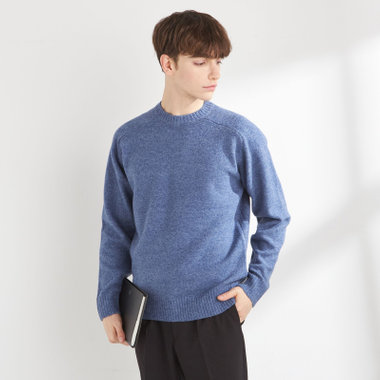 【RBC】【秋冬】天竺編みクルーネックニットセーター/ブルー