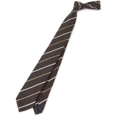 【BL】ウールシルクストライプネクタイ 7.5cm幅/ブラウン