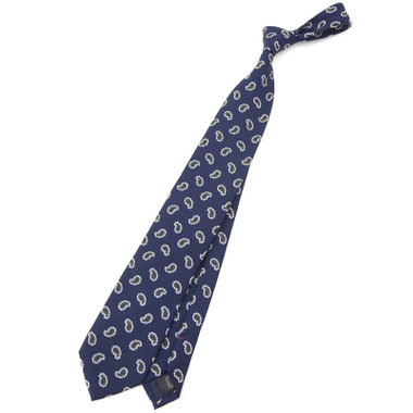 【SILVER LINE】シルクブレンドペイズリーネクタイ 8.0cm幅/ネイビー