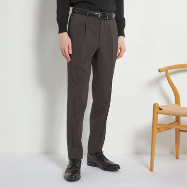 【5DAYS CLOSET】【RBC】【春夏】1タックテーパードパンツ/ブラウン×楊柳/ウエストムーブ仕様/4S SUSTAINABILITY&ECOLOGY FABRIC/※裾上げ必要