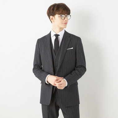 ✨洗濯可スリーピース✨スーツセレクトビジネススーツ　セットアップ　Ｌネイビー メンズスーツ スリーピーススーツ スリーピース ビジネススーツ