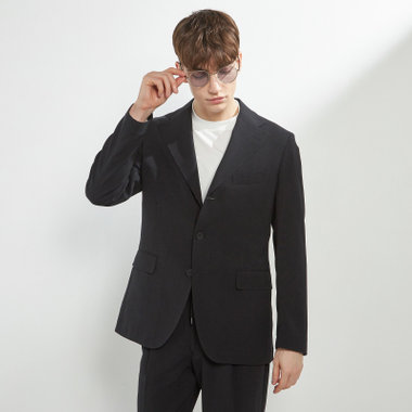 【RBC】【春夏】3釦段返りシングルスーツ 2タック/ブラック/ドローコード&ウエストシャーリング/※パンツ裾上げ済仕様