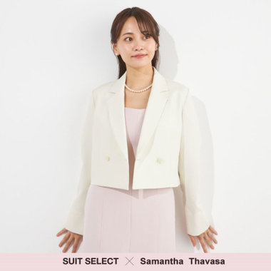 【SUIT SELECT×Samantha Thavasa】クロップドダブルジャケット/オフホワイト