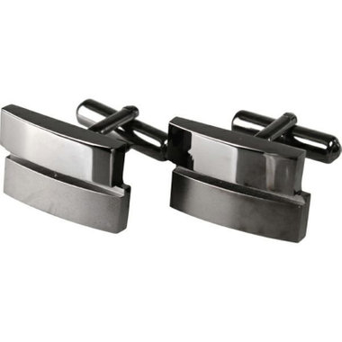 センターラインダブルスクエアカフリンクス/ブラックシルバー