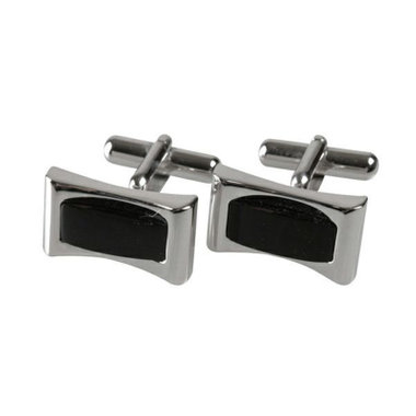 スクエアカフスボタン/シルバー＆ブラック