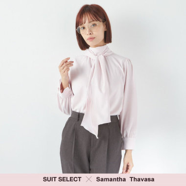SUIT SELECT×Samantha Thavasa】【長袖】前後2WAYボウタイブラウス