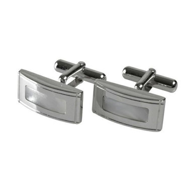 スクエアカフスボタン/シルバー+ホワイト