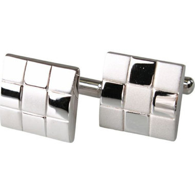 市松柄カフスボタン/シルバー