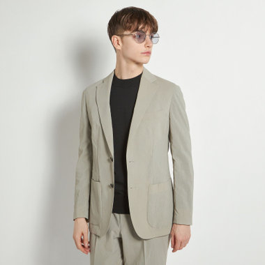 【5DAYS CLOSET】【RBC】【春夏】2釦シングルジャケット/グレージュ×楊柳/パッチポケット/4S SUSTAINABILITY&ECOLOGY FABRIC