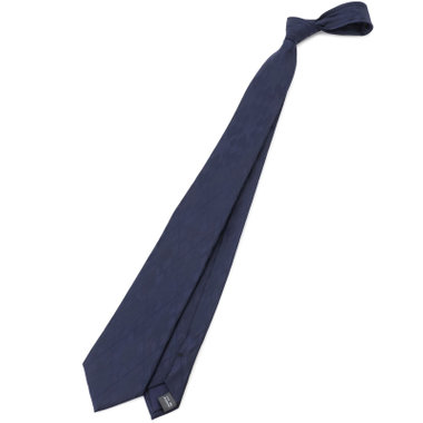 BLACK LINE】シルクブレンドチェックネクタイ 7.5cm幅/ネイビー