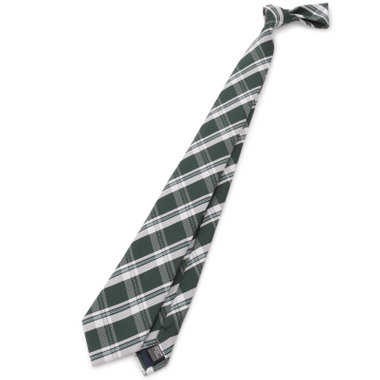【BLACK LINE】ポリエステルシルクチェックネクタイ 7.5cm幅/グリーン