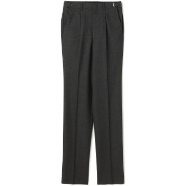 【BLACK LINE】1タックワイドシルエットパンツ/ダークグレー×グレンチェック/NEW ZEALAND WOOL MIX/※裾上げ必要