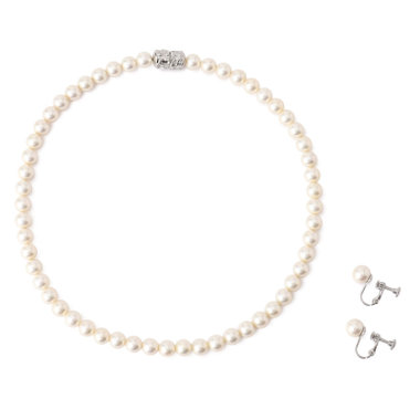 【淡水貝でつくった純正国産パール】ネックレス＆イヤリングセット