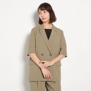 【RELAX WIDE】【春夏】 2釦1掛けダブルジャケットワイドパンツスーツ/ベージュ/4S SUSTAINABILITY&ECOLOGY FABRIC/※パンツ裾上げ済仕様