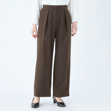 SL】【年間】ワイドパンツ/ブラウン/ウォッシャブル/裾上げ済仕様