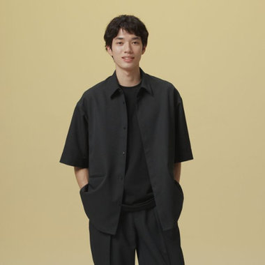 「TailoredCasual」【春夏】ハーフスリーブシャツ/ブラック
