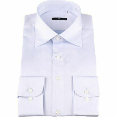 【BLACK LINE】【形態安定】ワイドカラードレスワイシャツ/ブルー×ドビー