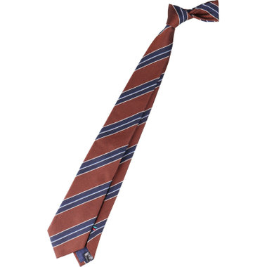 【発送在庫あり】【BL】シルクブレンドストライプネクタイ 7.5cm幅/ブラウン×ネイビー