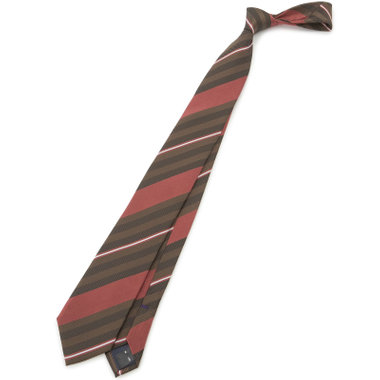 【BLACK LINE】シルクストライプネクタイ 7.5cm幅/ワイン×ブラウン